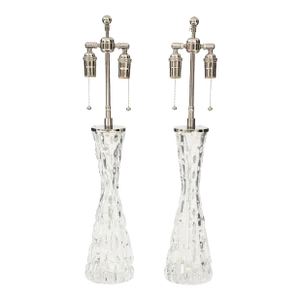 Extra Large 1970's Crystal Lamps by Carl Fagerlund for Orrefors - a Pair