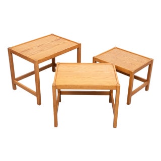 Pine Nesting Tables from Kurt Østervig, Denmark, 1960s, Set of 3 For Sale