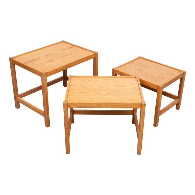 Pine Nesting Tables from Kurt Østervig, Denmark, 1960s, Set of 3 For Sale