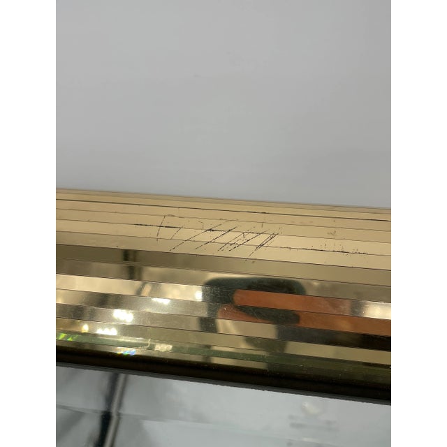 Glass Square Frame Golden Mirror in the Style of Jon Gilmore For Sale - Image 7 of 11