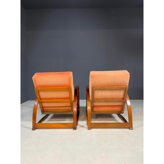 H-70 Lounge Reclining Chairs by Jindřich Halabala for Up, Former Czechoslovakia, Brno, 1930s, Set of 2 For Sale - Image 4 of 14
