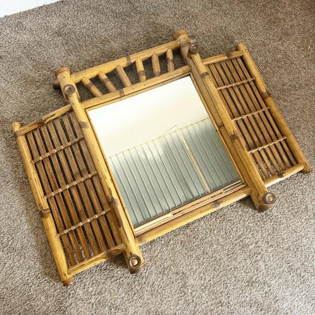 Boho Chic Boho Chic Bamboo Wall Mirror For Sale - Image 3 of 6