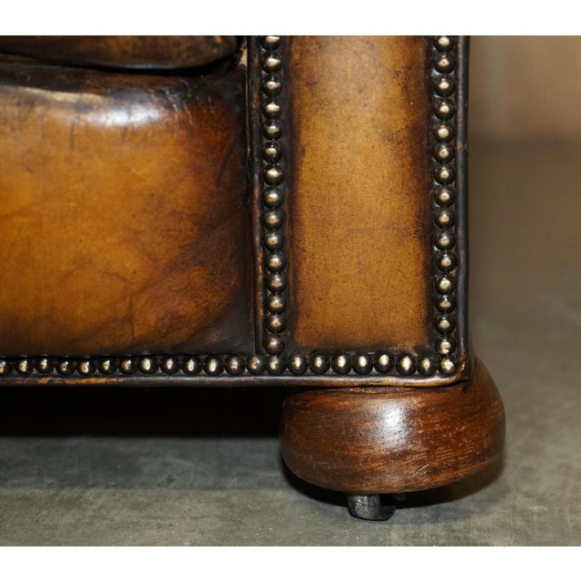 Chesterfield Armchair Whisky Brown Leather For Sale - Image 13 of 18
