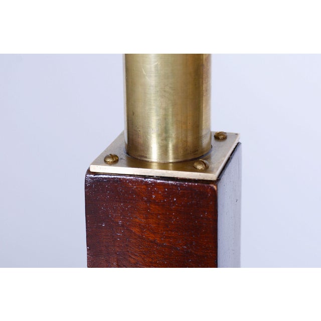 Metal Czech Art Deco Floor Lamp in Walnut and Brass, 1930s For Sale - Image 7 of 10