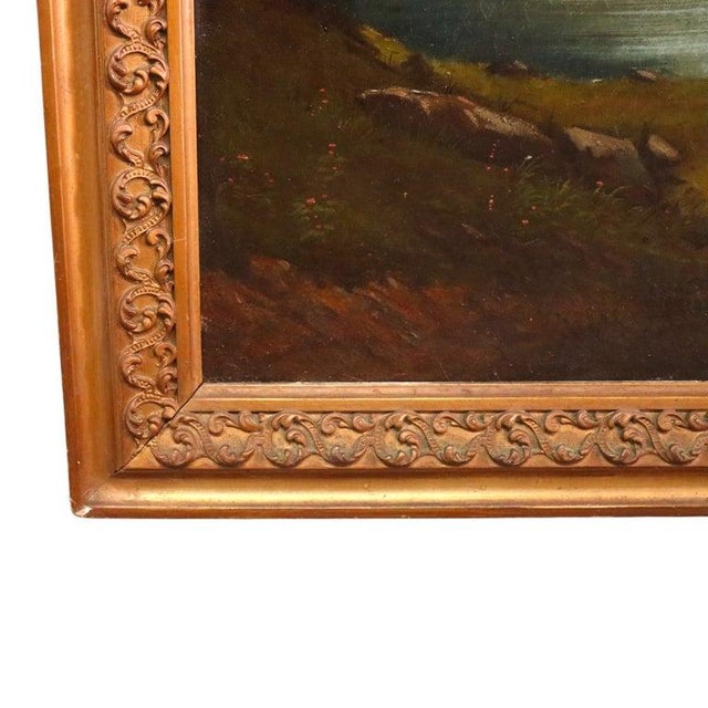Hudson River School Oil on Canvas Painting of a Mountain Wilderness C1890 For Sale - Image 9 of 13