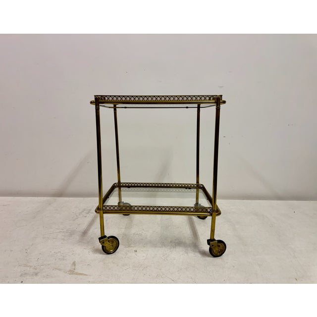 Mid-Century Modern French Brass Drinks Trolley, 1960s For Sale - Image 3 of 18