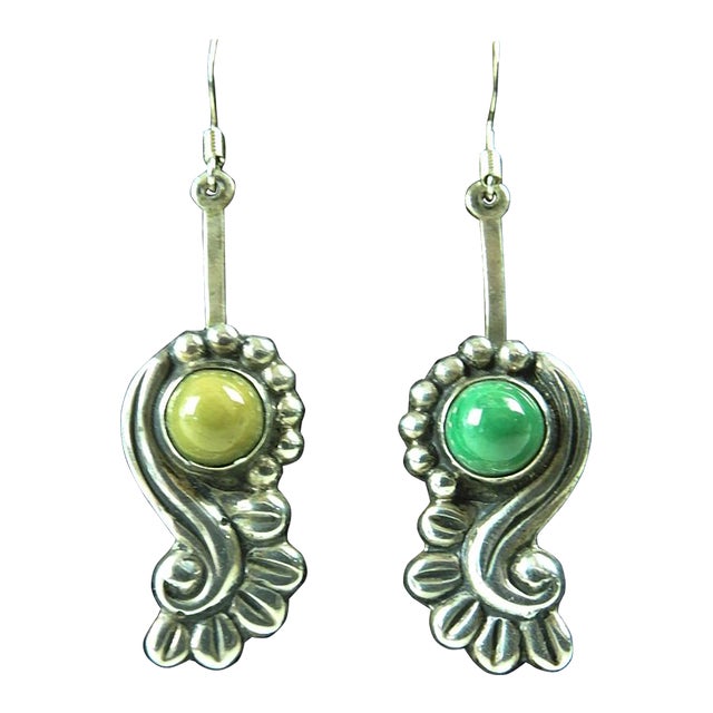 Vintage Artist Studio Made Silver Mexico Earrings For Sale