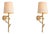 Vintage Brass Linen Wall Lamps, Set of 2 For Sale