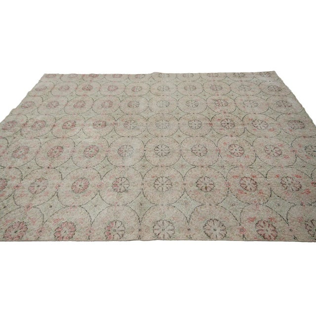 Vintage Turkish Floral Rug-6′7″ × 9′1″ For Sale - Image 4 of 7