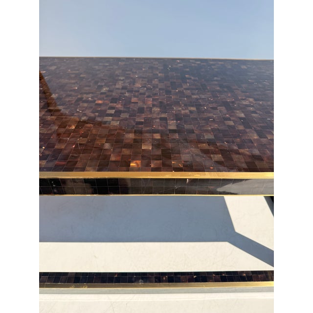 Chestnut 1980s Tessellated Horn and Brass Coffee Table For Sale - Image 8 of 12