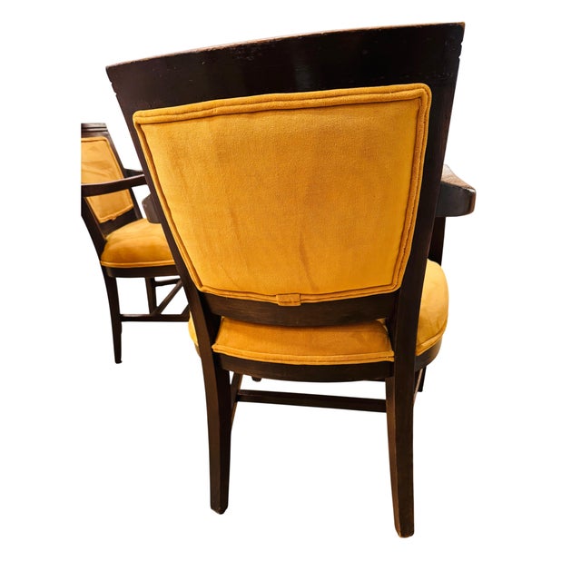 Wood Mid 20th Century Mid-Century Modern Mahogany Upholstered Arm Chairs, a Pair For Sale - Image 7 of 12