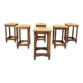 Vintage Wicker Bar Stools, 1960s, Set of 6 For Sale
