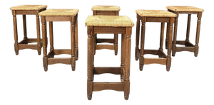 Vintage Wicker Bar Stools, 1960s, Set of 6