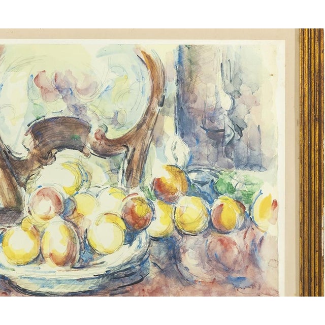 Painting - Paul Cézanne. Print on paper. 'Facsimile edition by Ganymed Press of Apples; Bottles and Chairback of 1904.'...