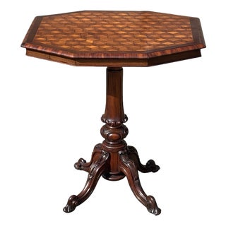Victorian Walnut Parquetry Tilt-Top Table, 1860s For Sale