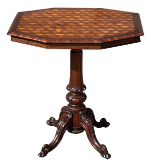 Victorian Walnut Parquetry Tilt-Top Table, 1860s