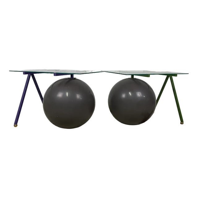 Coffee Tables with Metal Structure, 1980s, Set of 2 For Sale