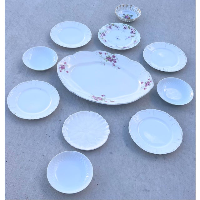 Vintage Plate Wall Haviland Limoges, Floral & White Porcelain - Set of 11 For Sale - Image 15 of 15
