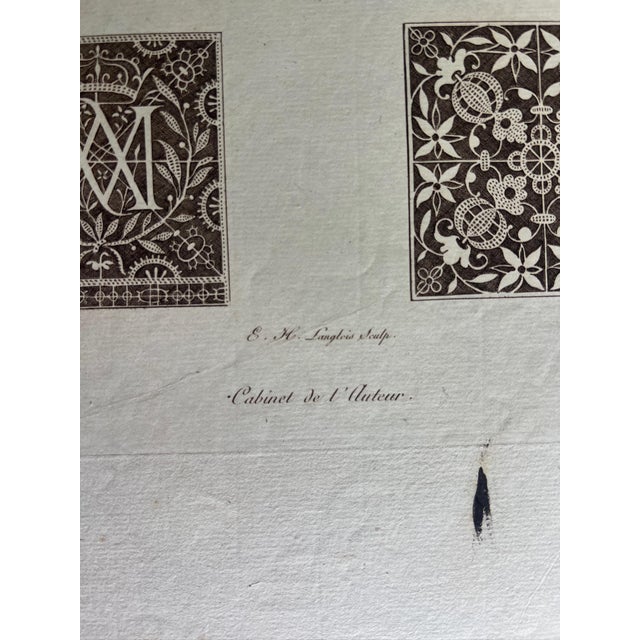19th-century French engraving reproducing Renaissance Venetian lace and embroidery designs originally created for the...