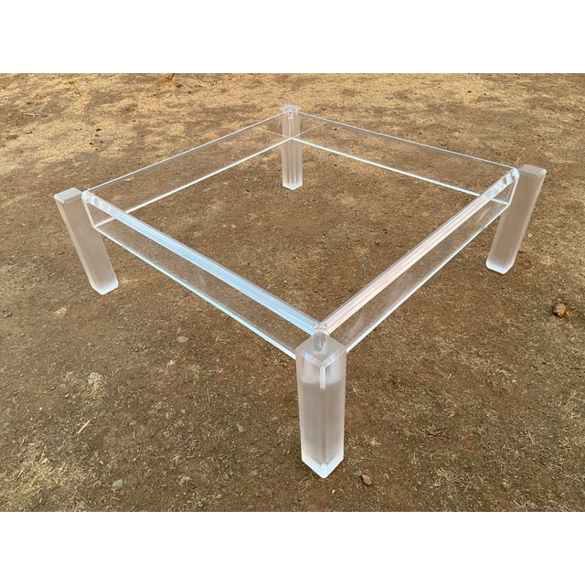 Vintage Mid Century Modern Lucite Glass Top Coffee Cocktail Table For Sale - Image 10 of 18