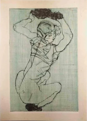After Schiele, Seated Woman, Lithograph