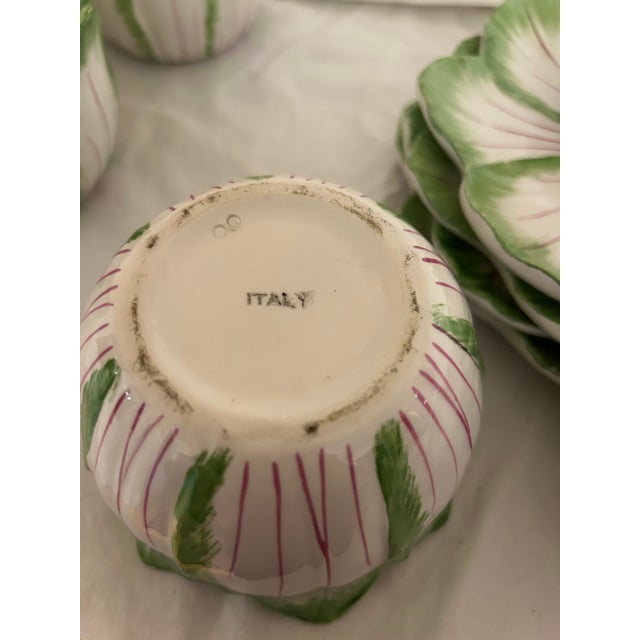 Italian Antique Lidded Cabbage Bowls and Saucers Set- Set of 5 For Sale - Image 3 of 5