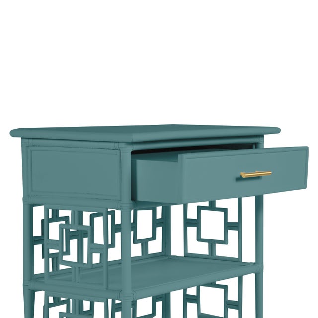 Chinoiserie David Francis Furniture for Chairish Soba End Table, Aegean Teal For Sale - Image 3 of 4