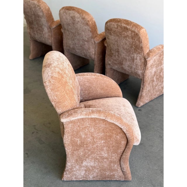 Vintage Curved Velvet Arm Dining Chairs - Set of Four For Sale - Image 13 of 18