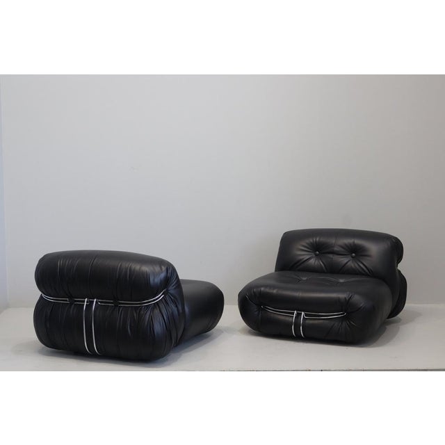 Soriana Armchair in Leather by Afra and Tobia Scarpa for Cassina, 1969, Set of 2 For Sale - Image 6 of 16