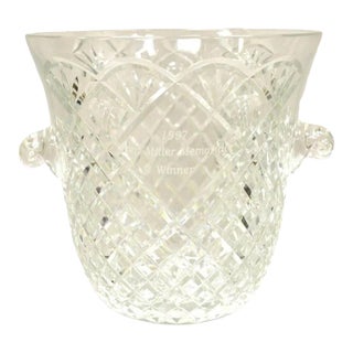 Vintage "1997 Ben Miller Memorial Winner" Diamond Cut Crystal Glass Ice Bucket For Sale