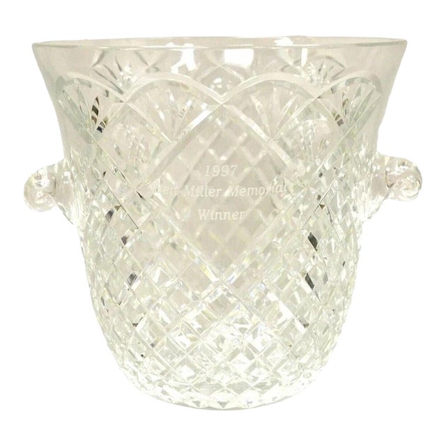 Vintage "1997 Ben Miller Memorial Winner" Diamond Cut Crystal Glass Ice Bucket For Sale