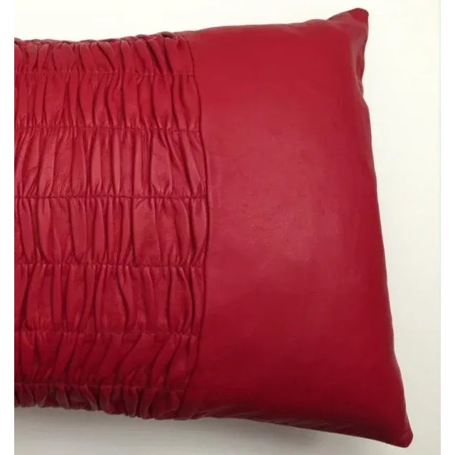 Enjoy this unique Scarlet Red 100% soft lambskin leather ruched center panel, amazing for decor and or functional use....