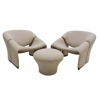 Pierre Paulin for Artifort Groovy Chairs & Ottoman - Set of 3 For Sale