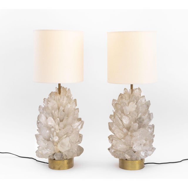 Metal Craig Van Den Brulle Rock Crystal Table Lamps, 2 For Sale - Image 7 of 15