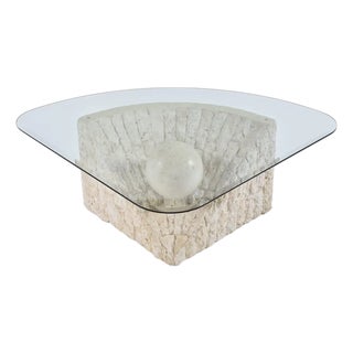 Maitland Smith Style Mactan Tessellated Stone Wedge Coffee Table For Sale