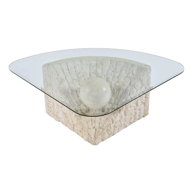 Maitland Smith Style Mactan Tessellated Stone Wedge Coffee Table For Sale