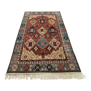 Heriz Rug 5’10” X 9’1” Red Wool Vintage Tribal Hand-Knotted Oriental Carpet For Sale
