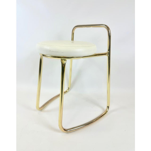 Metal Vintage Italian Gilded Stool, 1980s For Sale - Image 7 of 8