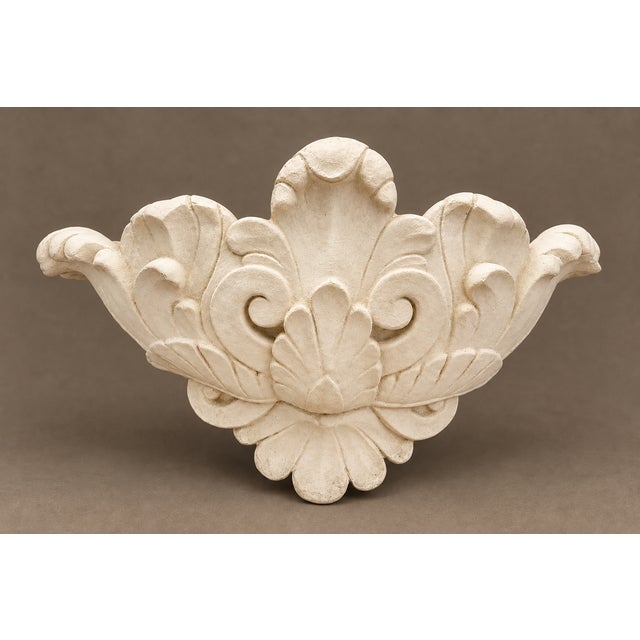 Beautiful vintage decorative wall pocket featuring an elaborate shell, acanthus leaf, and scrolling foliate motif with...