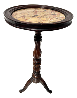 Napoleon III Style Pedestal Table in Walnut and Marble