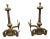 Regency Style Cast Brass Andirons For Sale