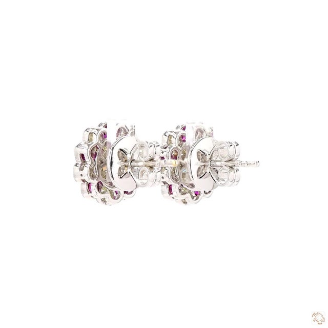 Early 21st Century 1940s 2.79 Carat Round Brilliant Cut Diamond Ruby Earrings, Pair For Sale - Image 5 of 9