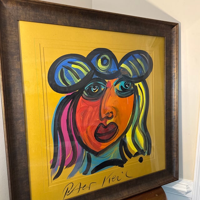 1970s Peter Keil Huge Orange Picasso Female Cubist Painting, Framed For Sale In Atlanta - Image 6 of 8