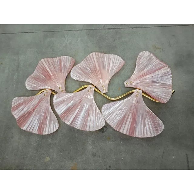 Murano Art Glass and Brass Pink Color Wall Light, 1990 For Sale - Image 9 of 10