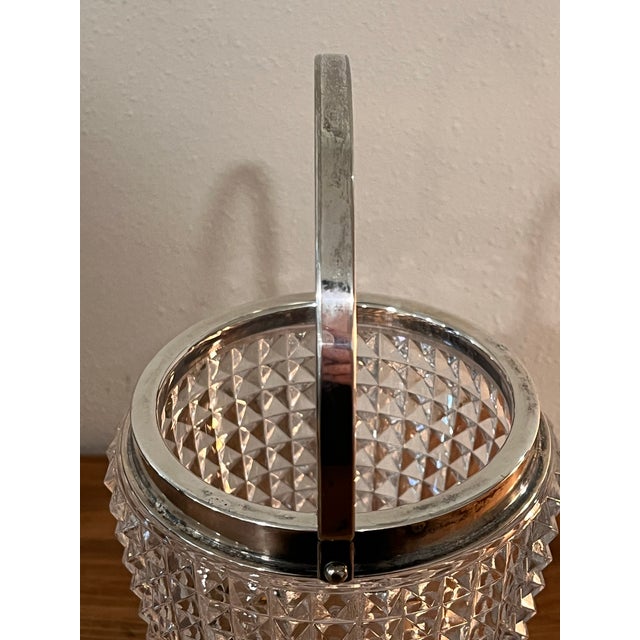 Vintage Cut Crystal Cocktail Ice Bucket With Chrome Swing Handle For Sale In Orlando - Image 6 of 13
