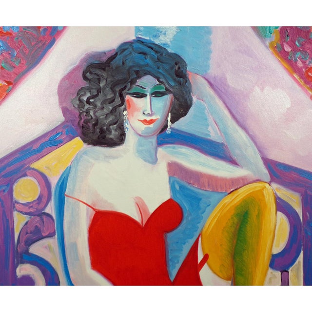 1980s Earl Linderman "Blue Moon and Empty Arms" Signed Original Oil Painting For Sale - Image 5 of 5