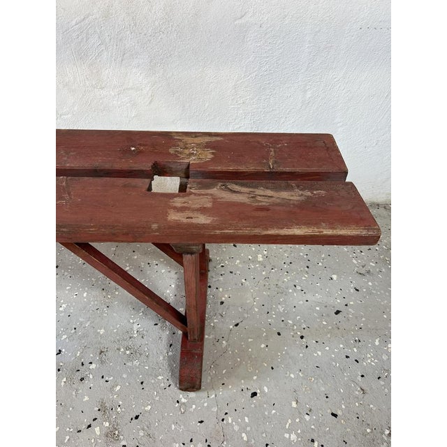 Wood Earls 20th Century Rustic Swedish Wood Bench with Patinated Red For Sale - Image 7 of 18