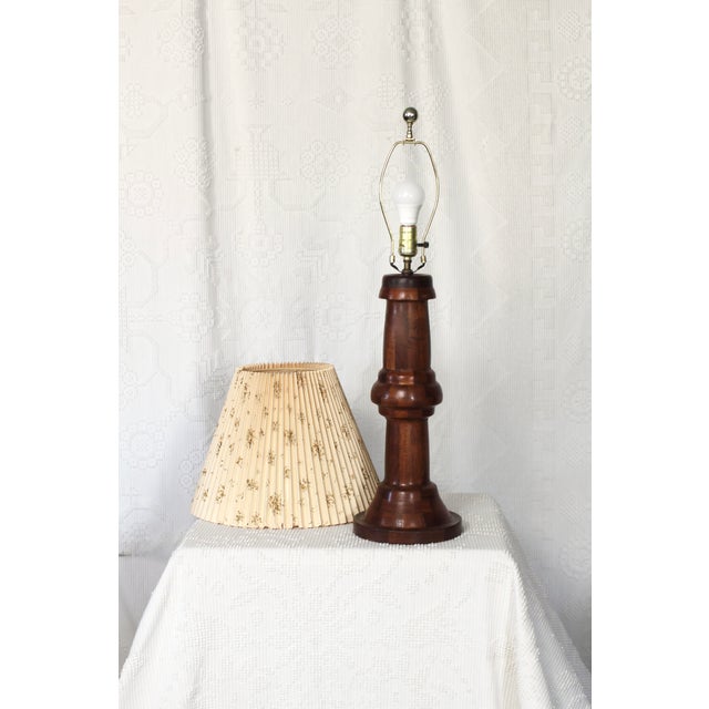 1940s Tall Parquetry Table Lamp Handmade Turned Wood For Sale - Image 15 of 15