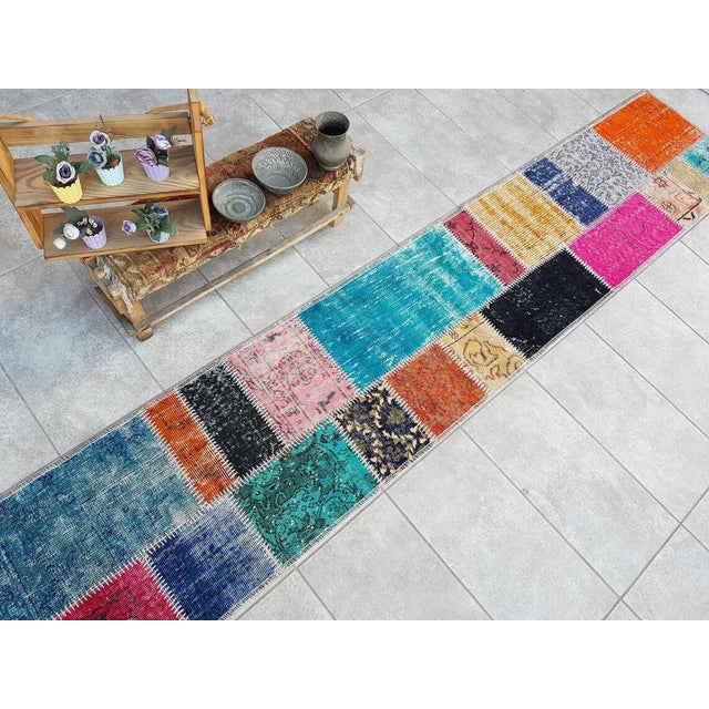 Turkish Vintage Handknotted Hallway Runner For Sale - Image 3 of 10