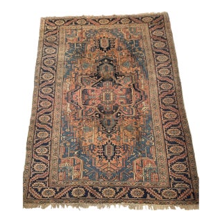 Vintage Room Size Heriz Wool Rug For Sale